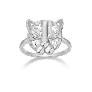 ANILLO DE PLATA RODINADA MODELO PANTERA CALADA