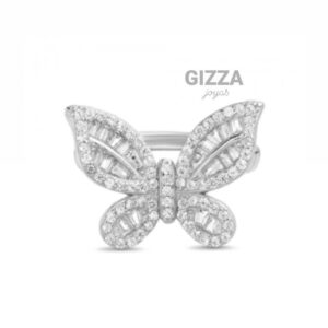 ANILLO DE PLATA RODINADA MODELO MARIPOSA
