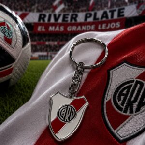 LLAVERO DE ACERO CON CUADRO DE FUTBOL RIVER