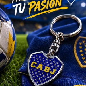 LLAVERO DE ACERO CON CUADRO DE FUTBOL BOCA JUNIORS