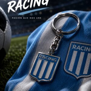 LLAVERO DE ACERO CON CUADRO DE FUTBOL RACING