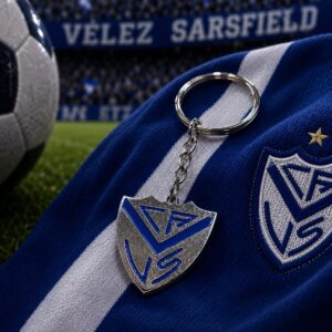 LLAVERO DE ACERO CON CUADRO DE FUTBOL VELEZ SARFIELD