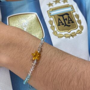 PULSERA DE CRISTAL EUROPEO Y PLATA MODELO ARGENTINA CON ESTRELLA
