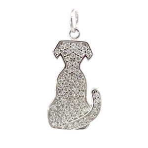 DIJE LINEA AMELIE DE PLATA RODINADA MODELO "PERRO" CON PIEDRAS
