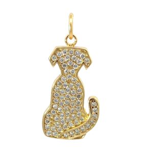 DIJE LINEA AMELIE DE PLATA RODINADA EN DORADO MODELO "PERRO" CON PIEDRAS