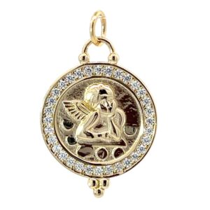 DIJE LINEA AMELIE DE PLATA RODINADA EN DORADO MODELO "ANGEL" CON PIEDRAS