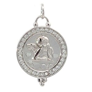 DIJE LINEA AMELIE DE PLATA RODINADA MODELO "ANGEL" CON PIEDRAS