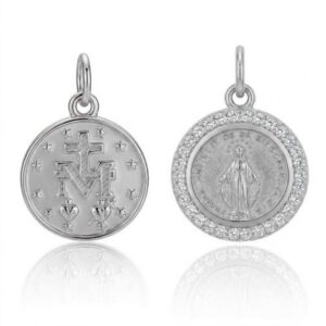DIJE LINEA AMELIE DE PLATA RODINADA MODELO MEDALLA MILAGROSA 12MM