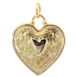 DIJE LINEA AMELIE DE PLATA RODINADA EN DORADO MODELO CORAZON CON DISEÑO
