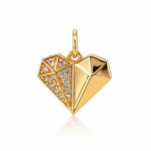 DIJE LINEA AMELIE DE PLATA RODINADA EN DORADO MODELO CORAZON DIAMANTE