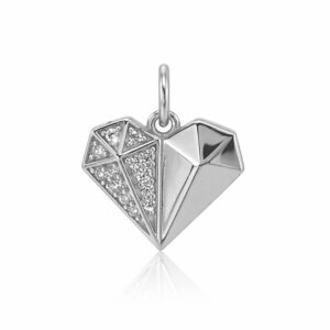 DIJE LINEA AMELIE DE PLATA RODINADA MODELO CORAZON DIAMANTE