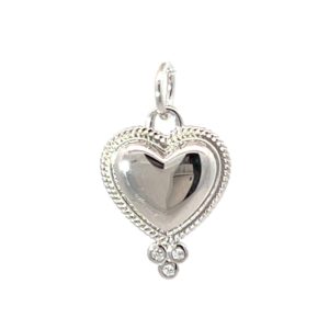 DIJE AMELIE DE PLATA RODINADA MODELO CORAZON CON DETALLE