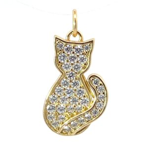 DIJE LINEA AMELIE DE PLATA RODINADA EN DORADO MODELO SILUETA DE GATITO