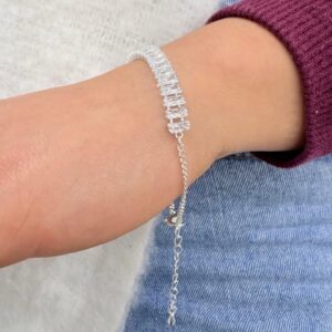 PULSERA DE ACERO BLANCO MODELO STRASS RECTANGULARES