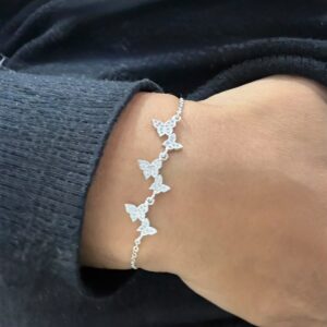 PULSERA DE ACERO BLANCO MODELO MARIPOSAS