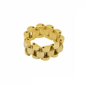 ANILLO DE ACERO DORADO MODELO ANCHO