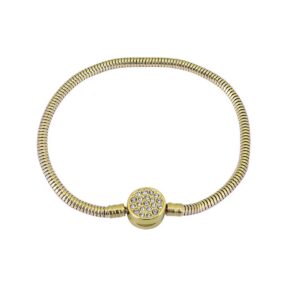 PULSERA DE ACERO BLANCO MODELO "CIRLULO CON PIEDRAS"/ 18,5CM