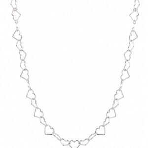 CADENA DE PLATA MODELO CORAZONES CALADOS DE 45CM