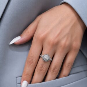 ANILLO DE PLATA RODINADA MODELO CIRCULO N19