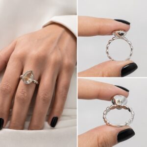 ANILLO CON PIEDRA AMBAR DE CRISTAL EUROPEO