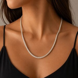 CADENA DE PLATA MODELO COREANA ALTERNADA MIDE 45CM