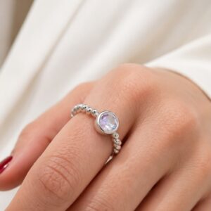 ANILLO DE PLATA CON PIEDRA AURORA BOREAL