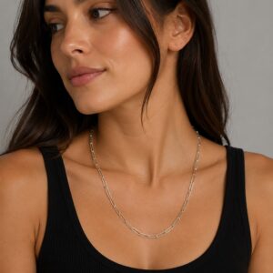 CADENA DE PLATA RODINADA MODELO FORCET LARGO