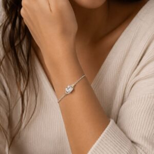 PULSERA DE PLATA CON ORO MODELO CENTRO CUADRADO