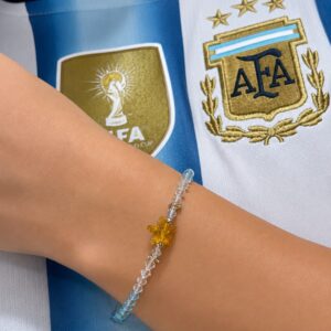 PULSERA DE CRISTAL EUROPEO Y PLATA MODELO ARGENTINA CON ESTRELLA