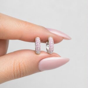 AROS DE ACERO BLANCO MODELO HUGGIES COLOR ROSA