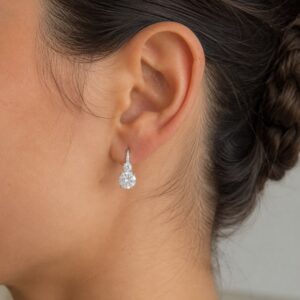 AROS DE PLATA RODINADA MODELO CIRCULOS CON PIEDRAS SEMI COLGANTE