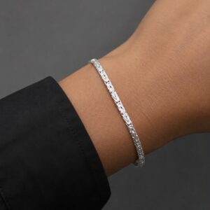 PULSERA DE PLATA MODELO PUNTO PERUANO CHATO GROSOR 3MM