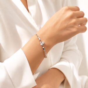 PULSERA DE PLATA CON ORO MODELO CORAZON