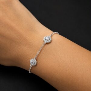 PULSERA DE PLATA RODINADA MODELO CON TRES CIRCULOS