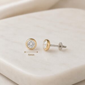 AROS DE PLATA CON ORO MODELO CIRCULO DE 6MM COLOR BLANCO A ROSCA