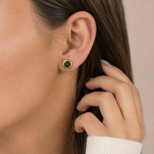 AROS DE PLATA CON ORO MODELO CIRCULO DE 7MM COLOR VERDE A ROSCA