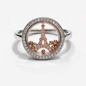ANILLO DE PLATA RODINADA MODELO TORRE