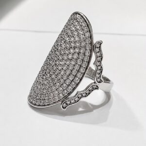 ANILLO DE PLATA RODINADA CON MICROPAVE