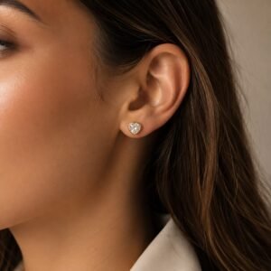 AROS DE PLATA CON ORO ABRIDOR MODELO CORAZON DE 7MM COLOR BLANCO