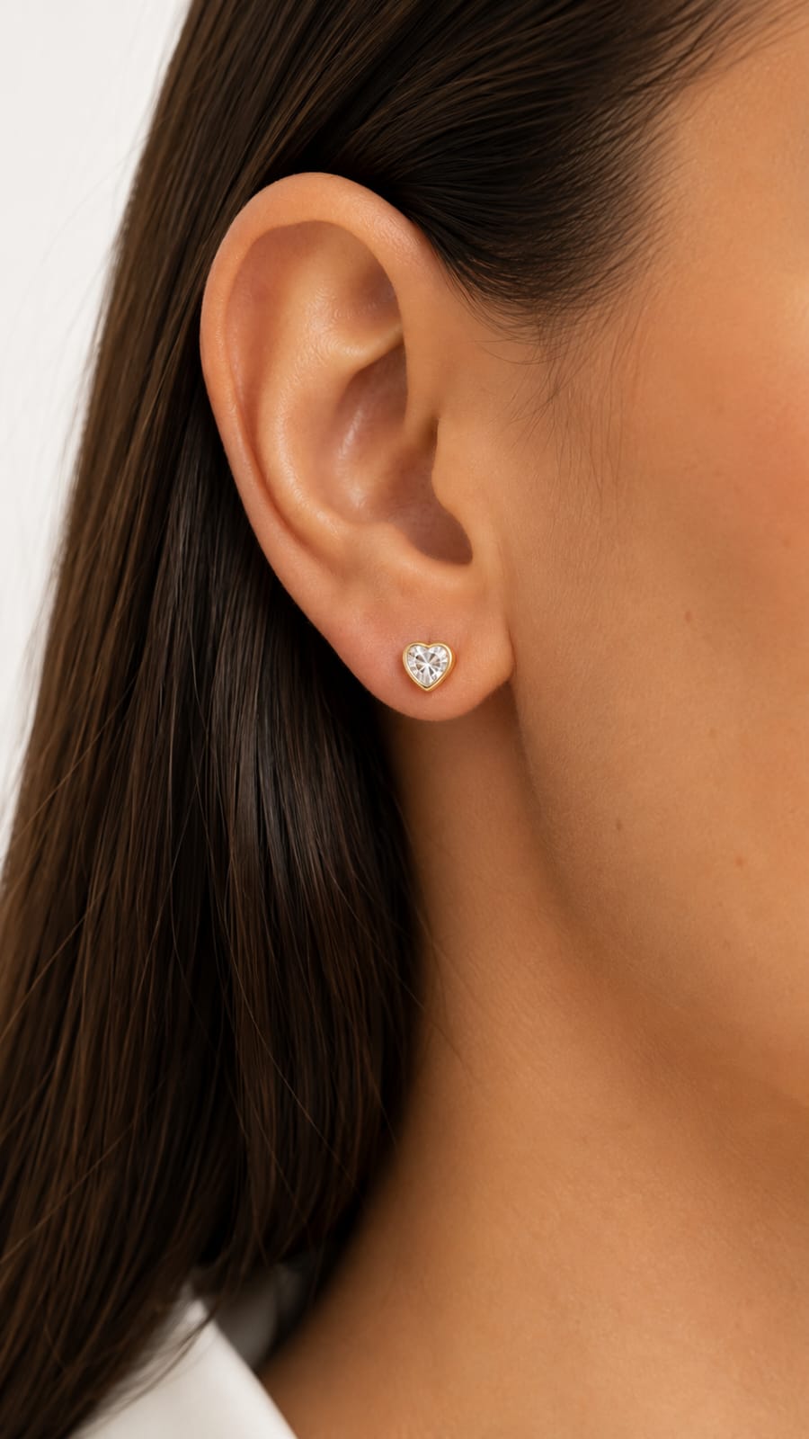 AROS DE PLATA CON ORO ABRIDOR MODELO CORAZÓN DE 5MM COLOR BLANCO - Image 2