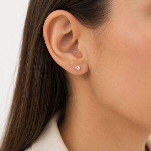 AROS DE PLATA CON ORO ABRIDOR MODELO CORAZÓN DE 4MM COLOR BLANCO