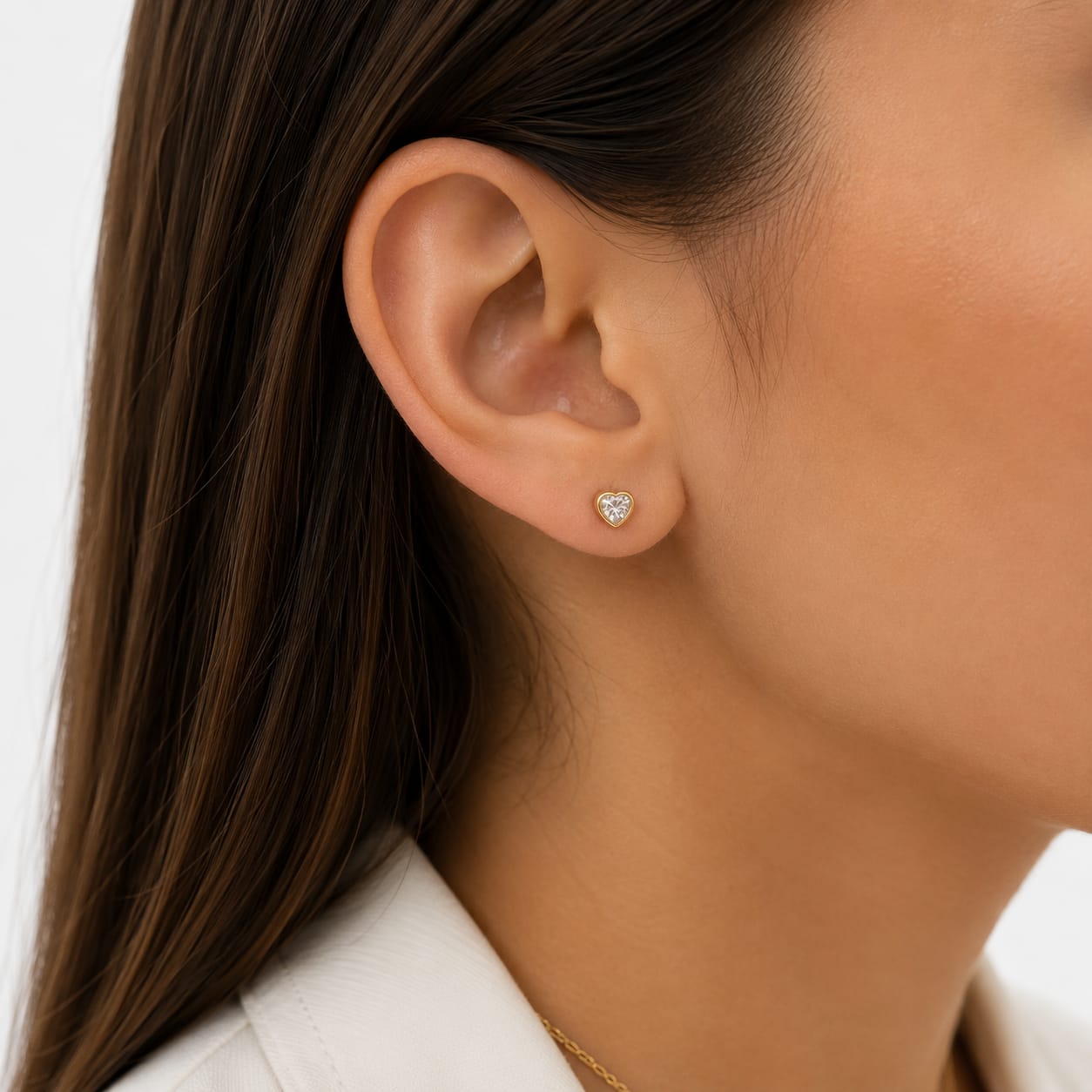 AROS DE PLATA CON ORO ABRIDOR MODELO CORAZÓN DE 4MM COLOR BLANCO - Image 2