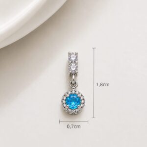 DIJE DE PLATA RODINADA MODELO CON PIEDRAS Y CENTRO TURQUESA