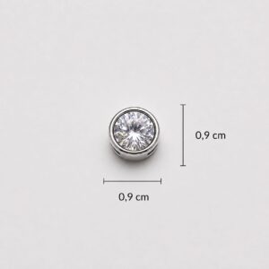 DIJE DE PLATA MODELO CIRCULO 9MM PASANTE CON PIEDRA BLANCA