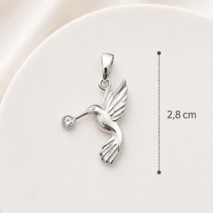 DIJE DE PLATA MODELO COLIBRI CON PIEDRA TAMAÑO GRANDE
