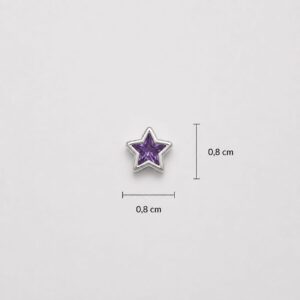 DIJE DE PLATA MODELO ESTRELLA PASANTE 7MM CON PIEDRA VIOLETA