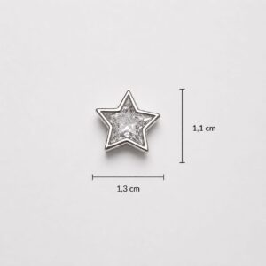 DIJE DE PLATA MODELO ESTRELLA 1,4CM PASANTE CON PIEDRA BLANCA