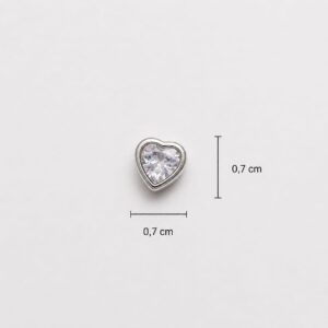 DIJE DE PLATA MODELO CORAZON 7MM PASANTE CON PIEDRA BLANCA
