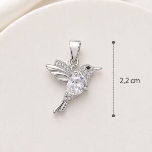 DILE DE PLATA RODINADA MODELO COLIBRI CON PIEDRAS