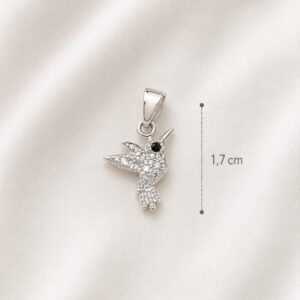 DIJE DE PLATA MODELO COLIBRI CON PIEDRAS TAMAÑO CHICO
